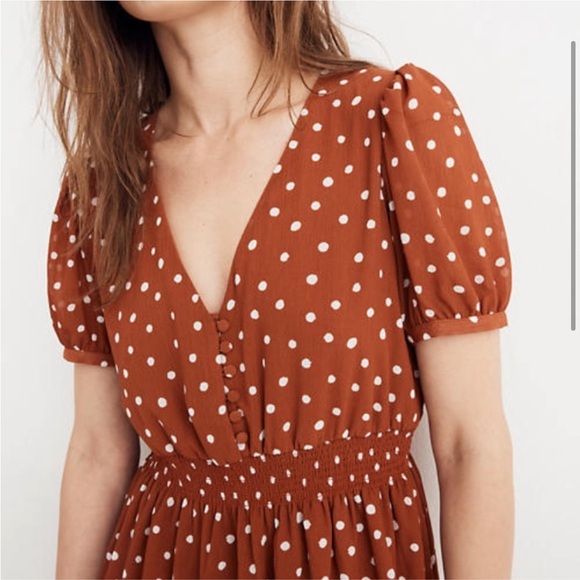 Madewell NWOT Smocked Mini Dress Polka Dot size Small style L3392 - Picture 12 of 13